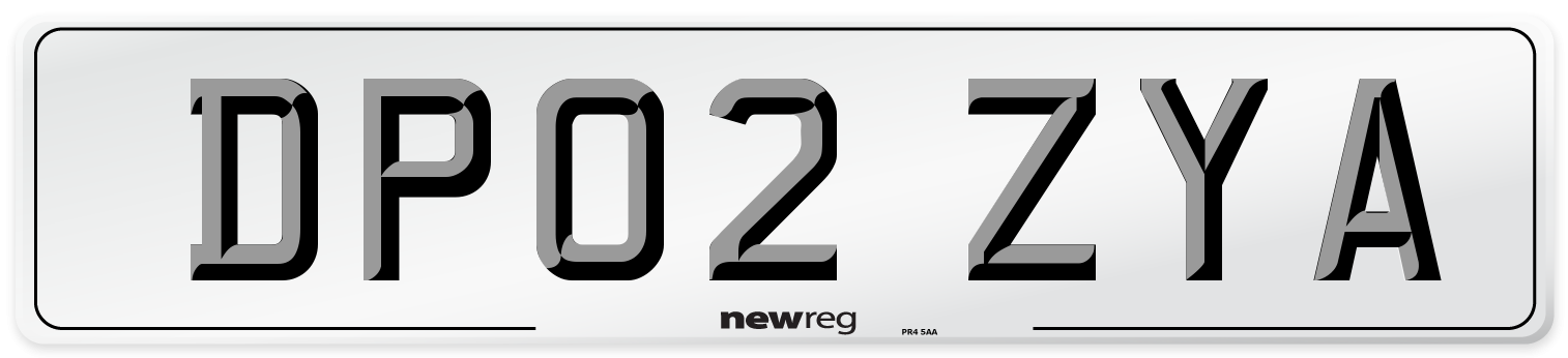 DP02 ZYA Number Plate from New Reg